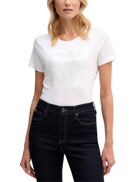 ΛΕΥΚΟ T-SHIRT DKNY ΜΕ ΠΟΥΛΙΕΣ